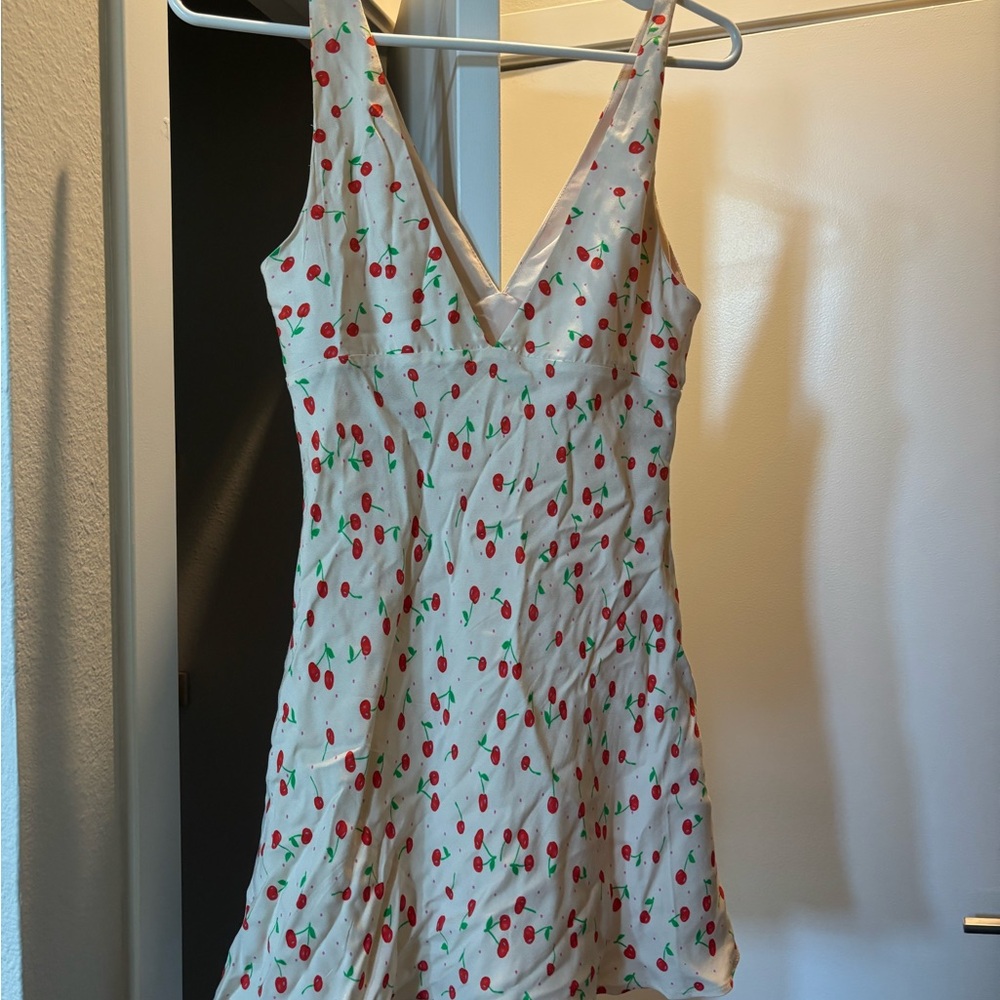 Zara Cream Cherry Print Dress